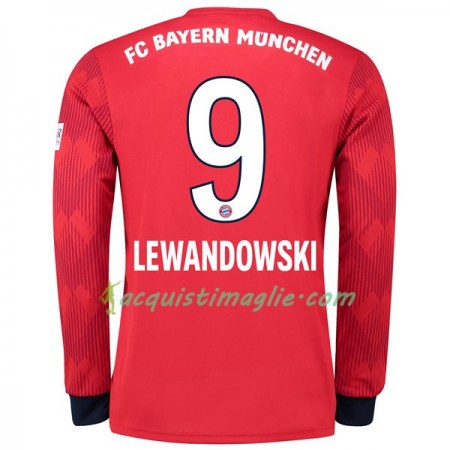 Divisa di Calcio Bayern Monaco Lewandowski 9 Prima 2018/2019 Manica Lunga